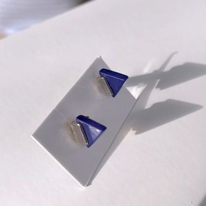 Modcloth Minimalist Blue Triangle Stud Earrings Edgy